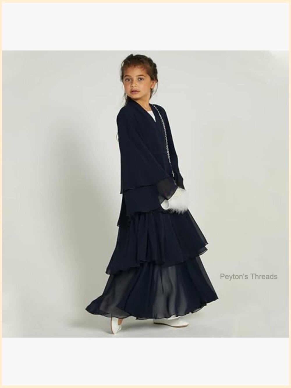 Girls Muslim Open Front Cardigan Abaya Dress Kaftan Maxi - Picture 2 of 6
